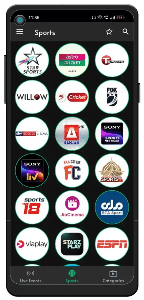 supported channels on cricfy