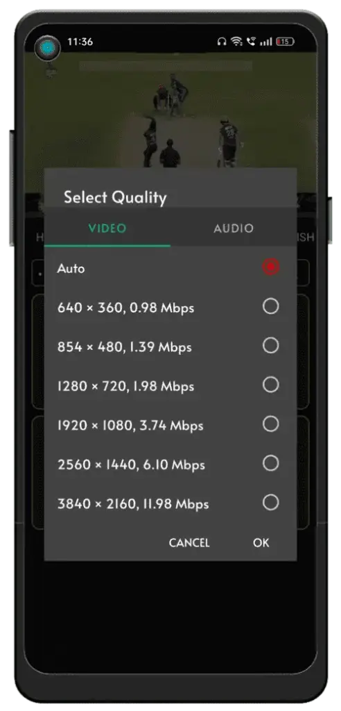 video quality on cricfy tv